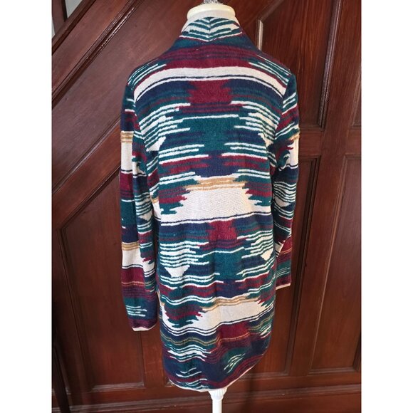 Lucky Brand Womens Open Front Cardigan Sweater L Aztec Multicolor Duster - Picture 2 of 6